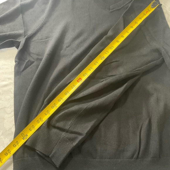 Eddie Bauer Men’s Size Large Black V Neck Cotton Cashmere Blend Sweater - Picture 5 of 6